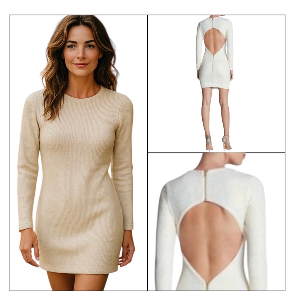 NWT  Cream Long Sleeve Mini Dress